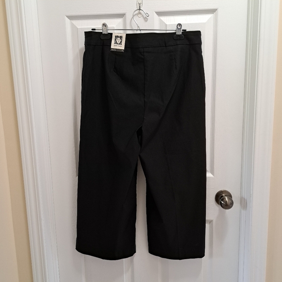 New! Anne Klein Wide Leg Pants Culottes Black Cropped Pants Stretch Size 10 NWT - Picture 9 of 12